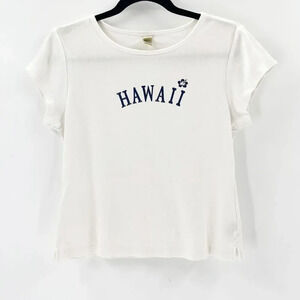 Kavio Hawaii T Shirt Tee Womens Size M White Short Sleeve Round Neck Pullover